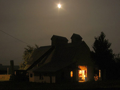 Putting in a late night of work in the crib, under a full moon