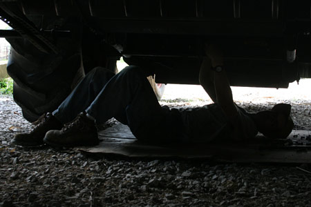 Daniel, working away on the combine.