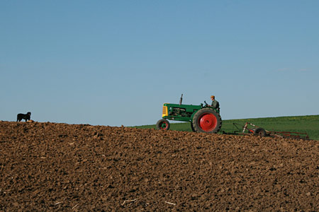Daniel dragging the soybean field, May 2008