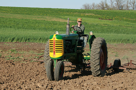 Daniel dragging the soybean field, May 2008