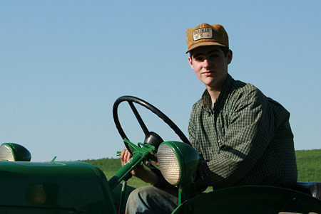 Daniel dragging the soybean field, May 2008