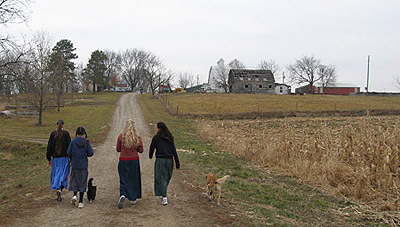 Enjoying an autumn walk with friends