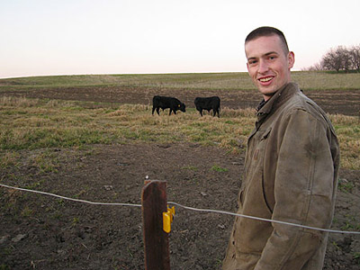 Joseph checking on the cows