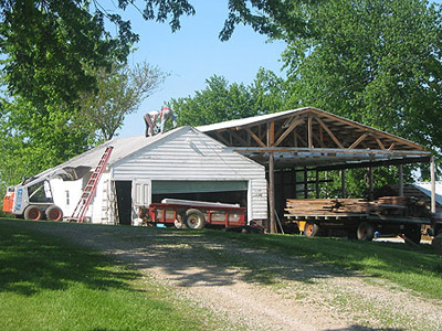 Rebuilding the machinery shed, summer 2006