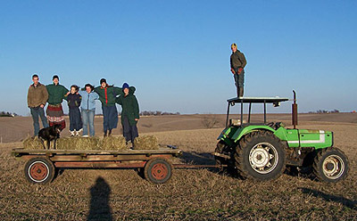 At the highest point of our farm, with friends